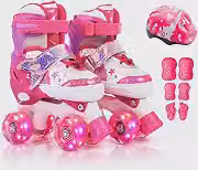 Patins Infantil 4 Rodas Quad Menina Kit Proteção Bolsa e Capacete