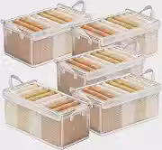 Kit 5 Caixa Organizadora Tampa Transparente Conjunto Caixa Organizadora PVC Dobrável Multiuso Caixa Armazenamento Empilhável Grande para Armário Guarda Roupa Armazenamento Longo, Estrutura em Ferro