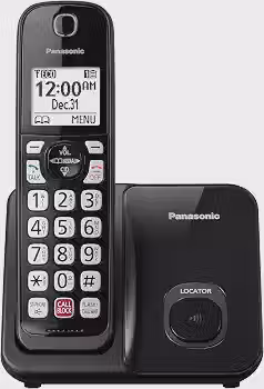 Panasonic Telefone sem fio com bloco de chamadas avançado, identificação de chamadas bilíngue e tela grande de alto contraste fácil de ler, sistema expansível com 1 aparelho - KX-TGD810B (preto)