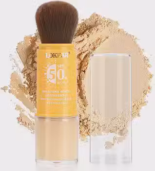 Maquiagem com protetor solar em pó mineral – FPS 50, protetor solar para rosto, couro cabeludo e cabelo, pó de acabamento solto fosco natural, controle de óleo, leve, respirável (leve)