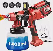 Victool Pistola de Pintura Elétrica 650W 1400ml com Bico 1.0/1.8/2.5mm 127V 60Hz, Pulverização Ajustável, LED Integrado, Sistema de Limpeza e Uso para Tintas à Base de Água e Solvente