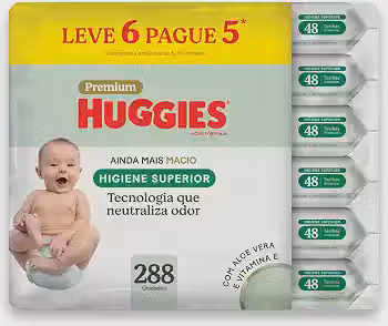 Lenços Huggies Higiene Superior Limpam 2x Mais 6 x 48 Un