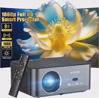 Bettdow Projetor 4k 8k 15000 Lumens Hd 1080p Compatível Completo De Android 9, Smart Projetores Retroprojetor Portatil 600 ANSI WiFi6, Auto Correção Trapezoidal, Foco Eletronico