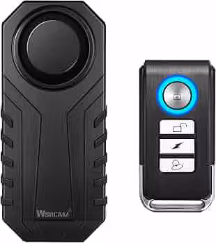 Wsdcam Alarme de bicicleta de 113 dB, sensor de movimento de vibração sem fio, à prova d'água, alarme de motocicleta com controle remoto