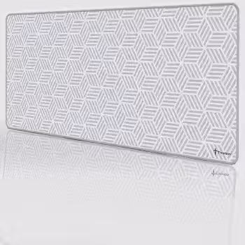 Mouse Pad Gamer Grande APEX Control Profissional 90x40 Borda Costurada Borracha Antedeslizante Preto Branco Titorion (Branco Hexágono)
