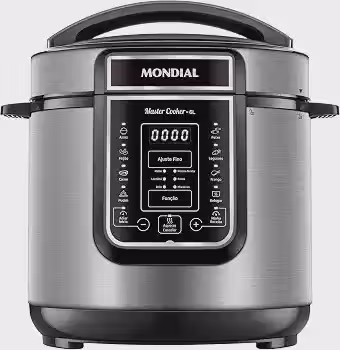 MONDIAL Panela de Pressão Elétrica Digital 6L, Preto/Inox, 1000W, 110V - PE-60-6L-I