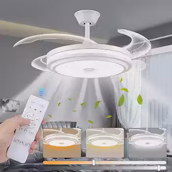 Luminária Ventilador de Teto 42', 4 Pás Reversíveis, 110-220V