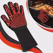 Luva Térmica para Churrasco, Forno, Cozinha e Air Fryer 32cm – Aramida, Poliéster e Algodão para Proteção contra Calor