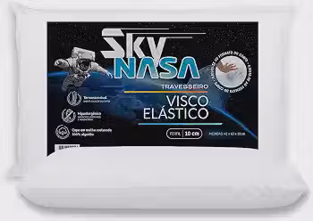 Z Pass Sleep Travesseiro Nasa Sky Viscoelástico Altura 10cm Densidade D40 Premium Capa 100% algodão para fronhas 50x70cm - Branco