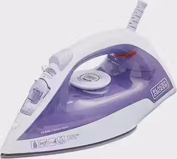 Ferro de Passar Roupa a Vapor Black + Decker Antiaderente 1200W 127V Roxo - FX1050-BR