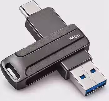 Pen Drive 64GB USB 3.0 + Tipo-C 2 em 1 Alta Velocidade 140MB/s para Celular, Notebook e PC (64, GB)
