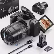 Câmera Digital 4K 72MP com Zoom Óptico 12X, Tela Flip 270° para Selfie e Vlog, WiFi, Flash Xenon, Câmera DSLR para Iniciantes e Criadores de Conteúdo