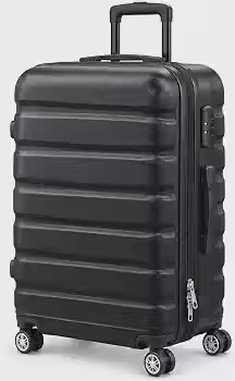 Mala de Viagem 24' 25x58 cm Grande para Despacho até 23kg, Rígida e Espaçosa, Rodas Duplas 360° Removíveis, Cadeado com Senha, Preta