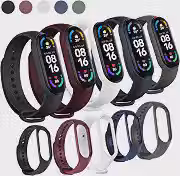 Kit 5 Pulseiras Para Smartband MI Band 7 Cores Preta Azul Cinza Vinho Marsala e Branco com Pino Resistente Feita em Silicone