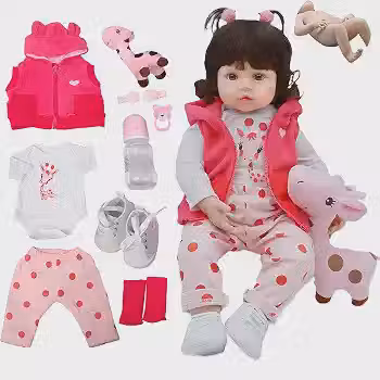 Boneca Bebê Reborn Menina Silicone Pode dar Banho Criança Presente Original 48cm Girafinha Boneca