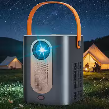 Projetor Portátil HY6, Projetor Compatível 4K com Som de Alta Performance, Conexão WiFi 6 Banda Dupla 2.4G+5G, 110V-240V