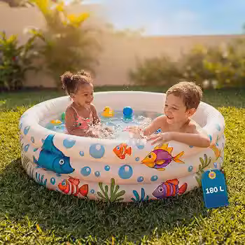 Piscina Infantil Inflável 180L Redonda com 3 Anéis
