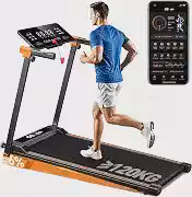 QBuen Esteira Ergométrica Eletrica Bivolt Silenciosa com Bluetooth e LED, 2.5HP Motor <45dB, Inclinação 1°/6°, Amortecimento de Impacto, Velocidade 1-10km/h, Capacidade 120kg, Dobrável com Rodinhas