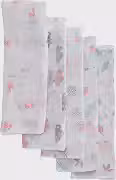 Fralda Pano de Bebê Papi Luxo Com Bainha Estampada 70 cm x 67 cm Pacote com 5 Unidades, Rosa