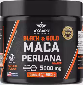 Maca Peruana 5000mg - Maca Peruana Negra e Gold - 100% Pura - 10X mais eficiente -250 gramas - Para Homens e Mulheres - Misture com a sua bebida preferida - Axgard Supplements