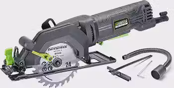 Genesis GCS445SE Serra circular compacta de 4,0 Amp 4-1/2' com lâmina com ponta de carboneto 24T, guia de rasgo, adaptador de vácuo e chave de lâmina