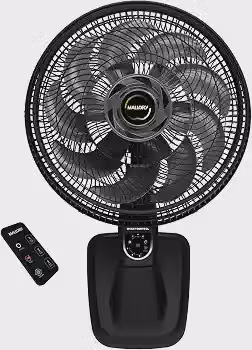 Ventilador de Parede Mallory Smart Control – Controle Remoto, Oscilação Direcionada, Potência de 140W, Sistema Smart Swing, Hélice de 15 Pás – Preto/Grafite - 127V