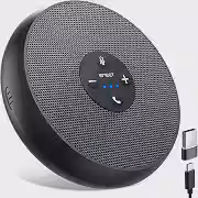 Alto-falante USB EMEET, microfones AI certificados com zoom M1A, captador de voz de 360° USB tipo C-A, alto-falantes de computador ligar e usar com microfone, redução rápida de ruído silencioso
