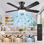 Ventilador de Teto com Controle Remoto, LED 3 Cores, 5 Pás, Bivolt