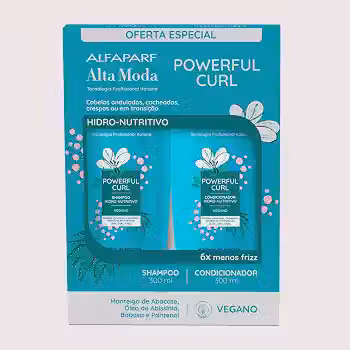 Alfaparf Alta Moda Pack Powerful Curl Shampo e Condicionador - Proporciona um tratamento hidratante intenso - Para cabelos cacheados, crespos e ondulados 300ml