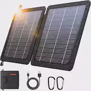 GOODaaa Carregador Solar Portátil de 10 W com Saídas Usb Duplas Tamanho Dobrável Super Prático Painéis Solares de Alta Eficiência de Conversão de 24%, À Prova D'Água e À Prova de Poeira e À Prova de C