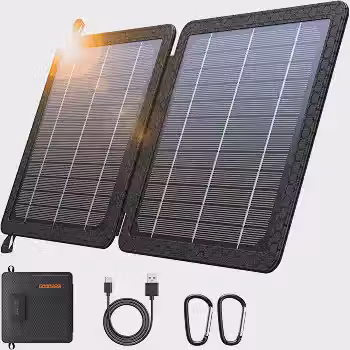 GOODaaa Carregador Solar Portátil de 10 W com Saídas Usb Duplas Tamanho Dobrável Super Prático Painéis Solares de Alta Eficiência de Conversão de 24%, À Prova D'Água e À Prova de Poeira e À Prova de C