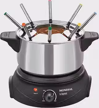 MONDIAL Panela Elétrica de Fondue, Preto/Prata, 1200W, 110V - FD-02