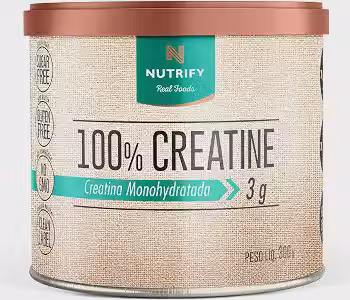 Nutrify - 100% Creatine 3g de Creatina por Dose - Suplemento Alimentar para Suporte Energético - Sem Glúten, Sem Lactose, Sem Açúcar, Vegana - Lata 300g