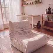 Poltrona Puff Retrô Inflow Boucle Cinza Vem Na Caixa Design Decorativo Para Sala e Quarto Moderno